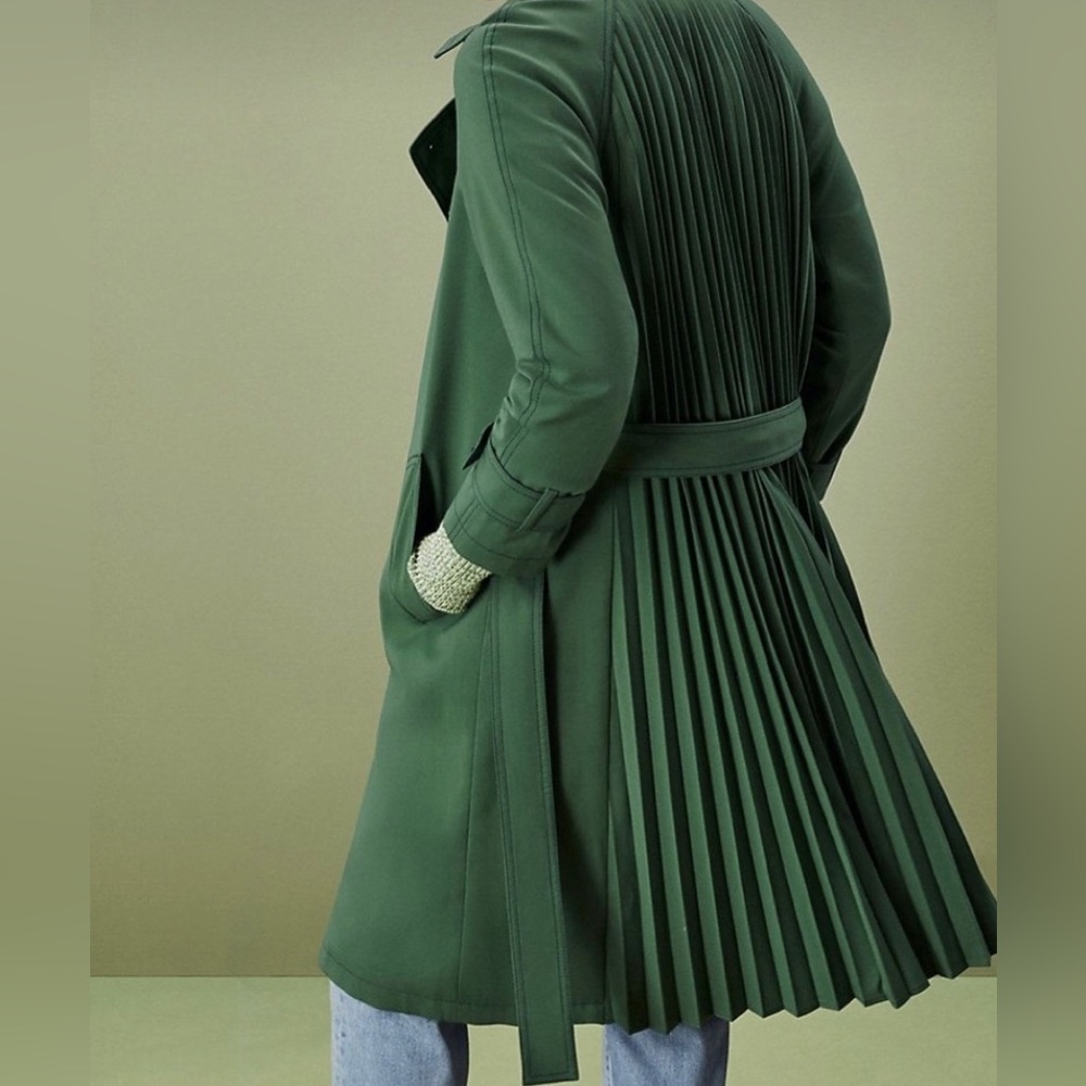 NWT Ann Taylor Back Pleated Trench Coat Size L